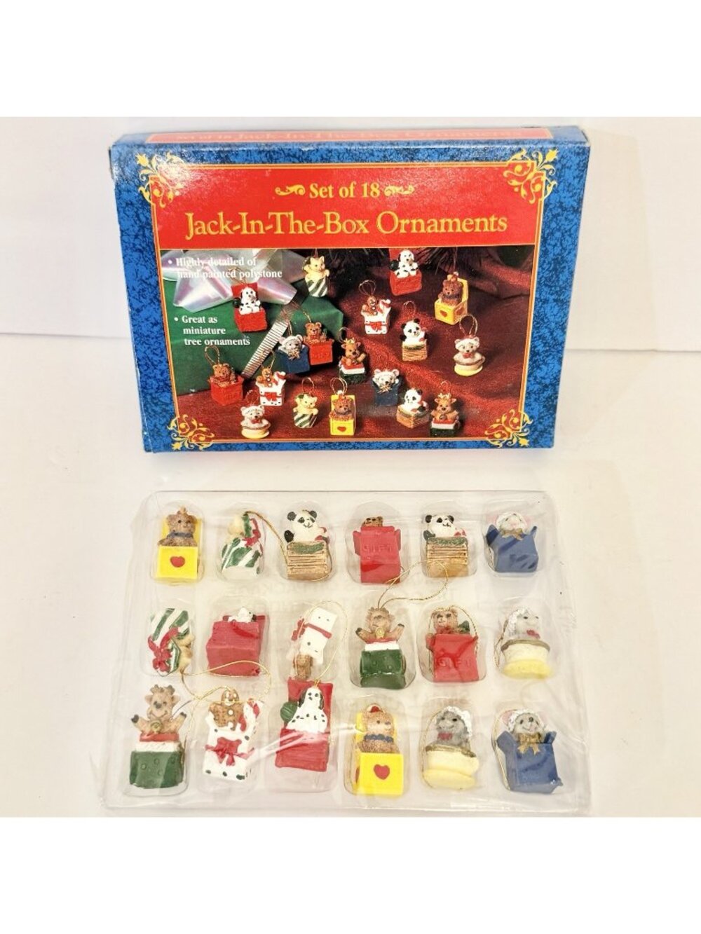 Giftco Set 18 Jack In The Box Mini Christmas Vintage Ornaments Animals Kitsch